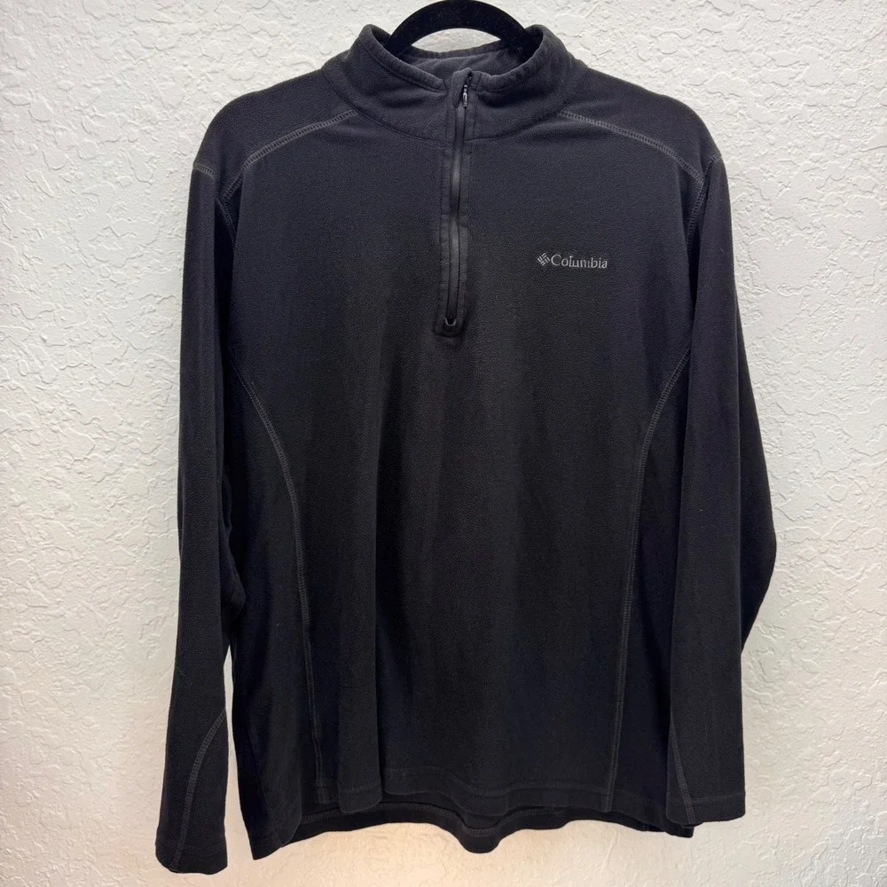 Columbia Mens Black Fleece Quarter Zip Pullover Sweater Size M AM6558